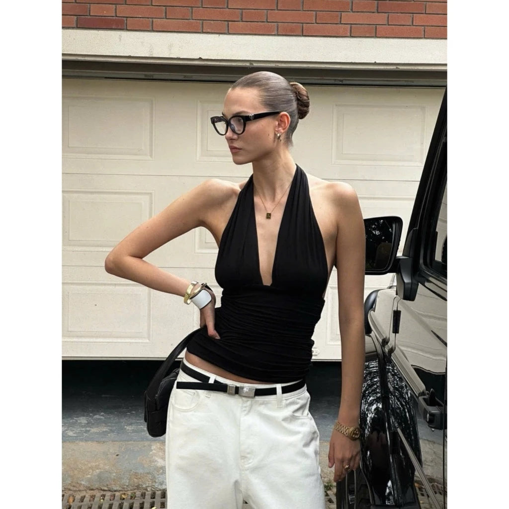 RON - Modern Ruched Halter Top