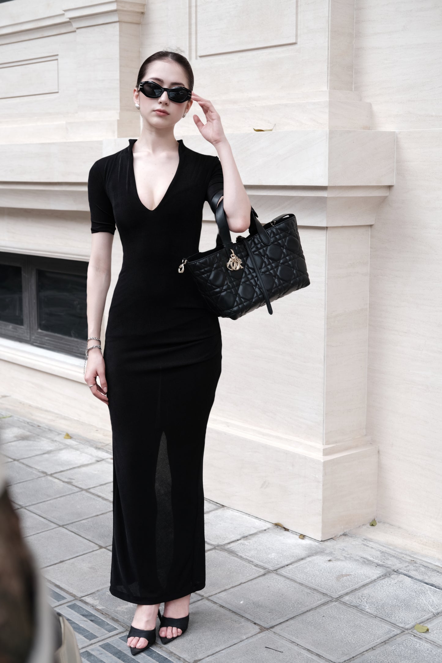 Ruched V-Neck Dress