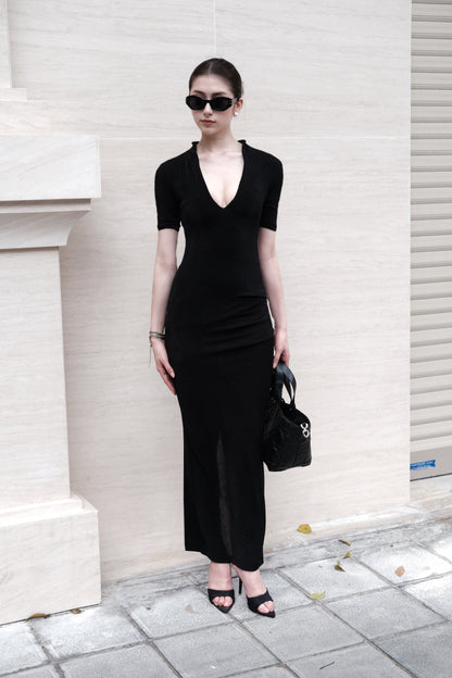 Ruched V-Neck Dress