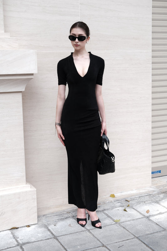 Ruched V-Neck Dress
