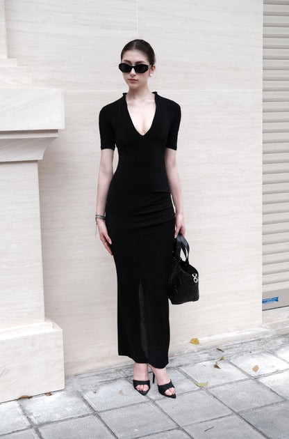 Ruched V-Neck Dress