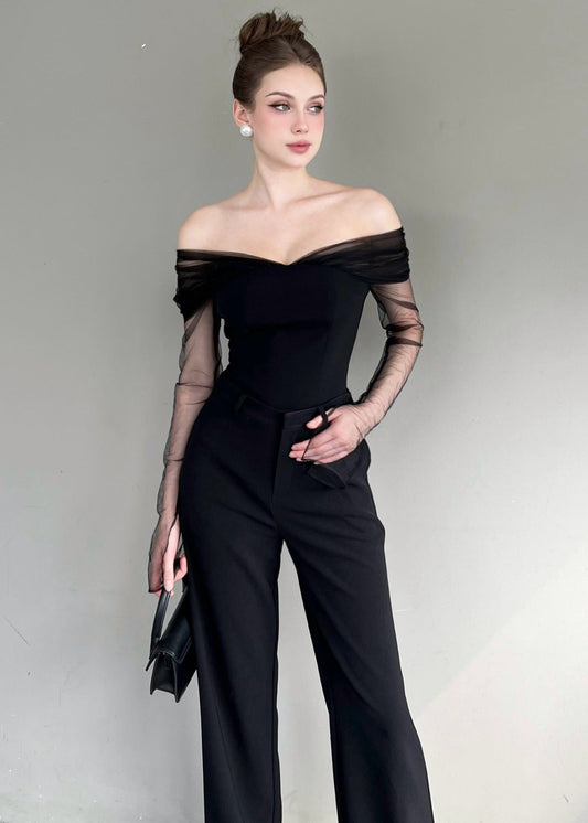 RON - Mesh Off-Shoulder Top