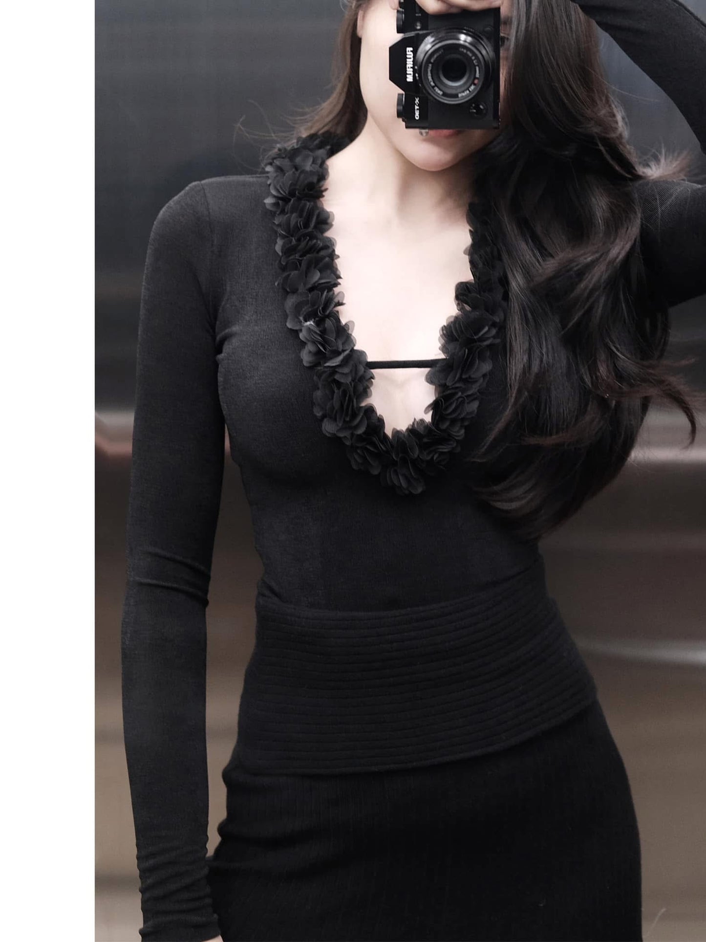 Floral Trim Collar Top