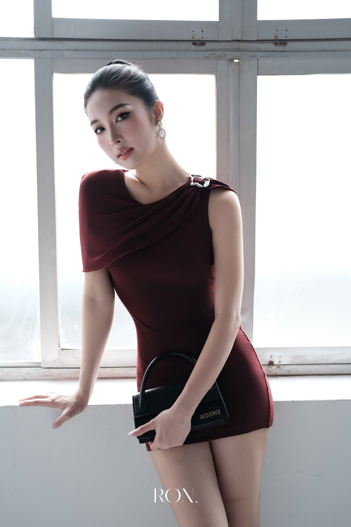 RON - Asymmetrical Ruched Dress