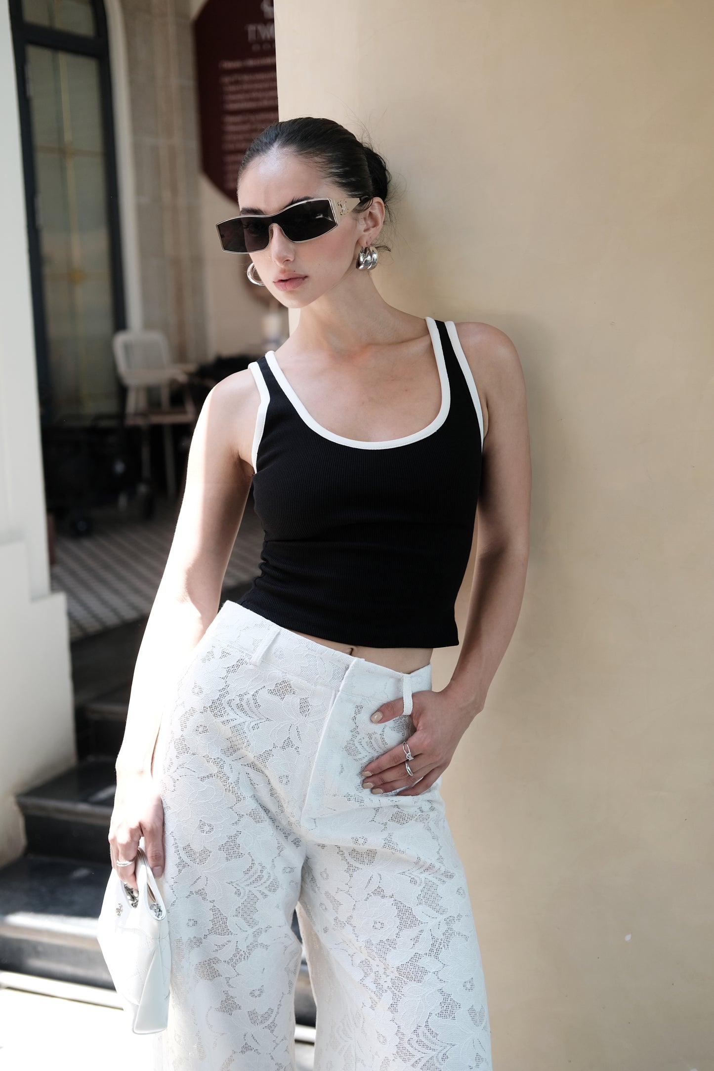 White-Trim Tank Top