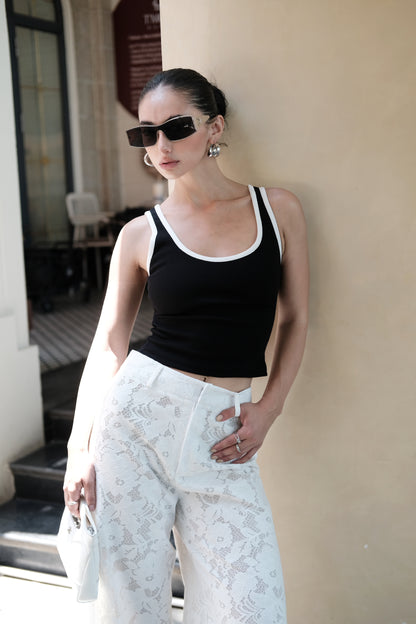 White-Trim Tank Top