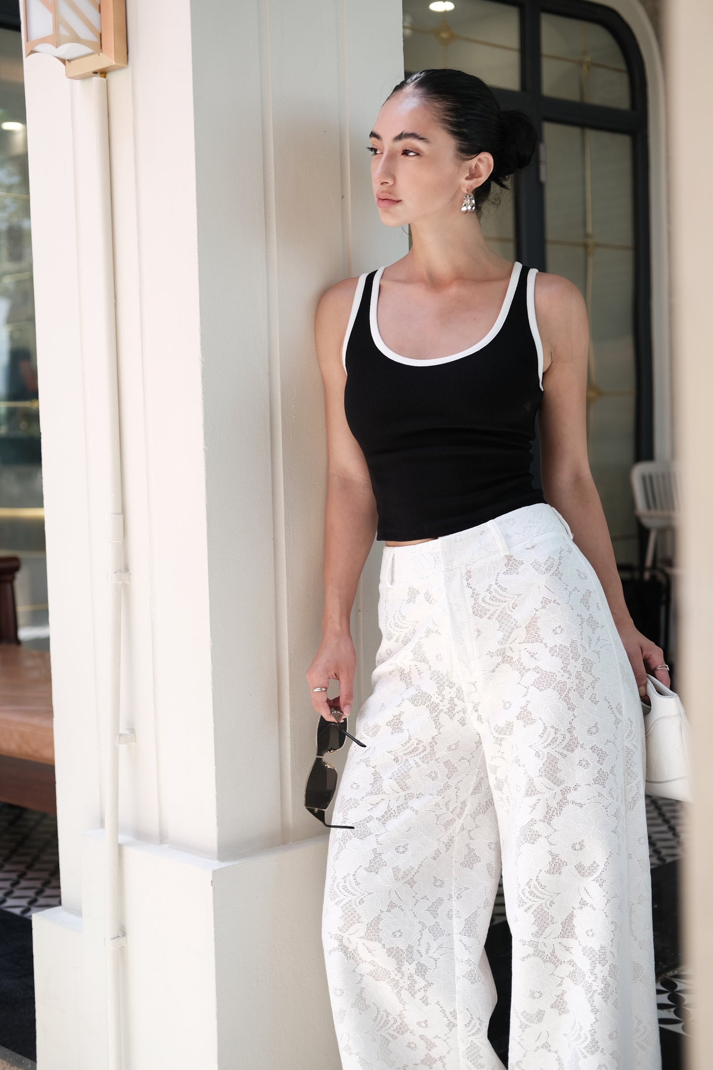 White-Trim Tank Top