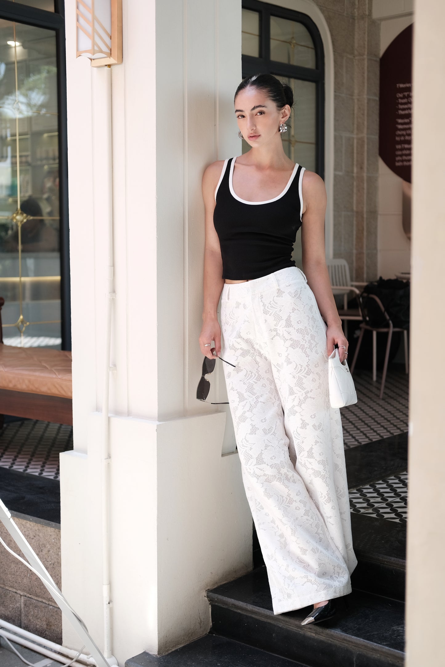 White-Trim Tank Top