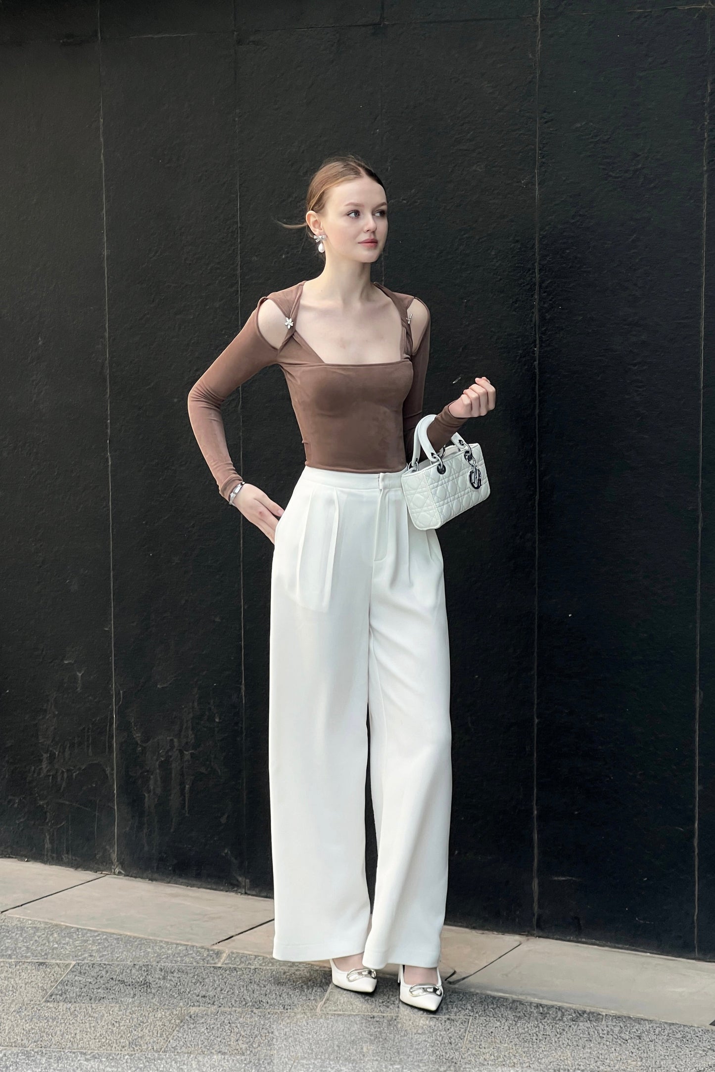 RON - White Wide-Leg Pants