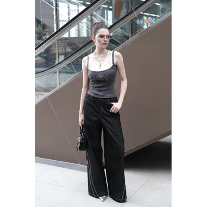 RON - White-Trim Bling Cami