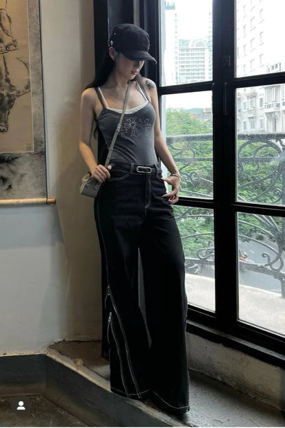 RON - White-Trim Bling Cami