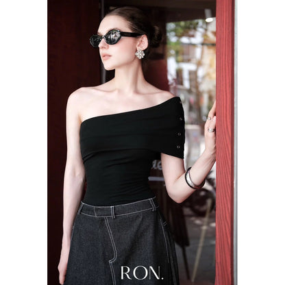 RON - Cross-Button Wide-Leg Jeans
