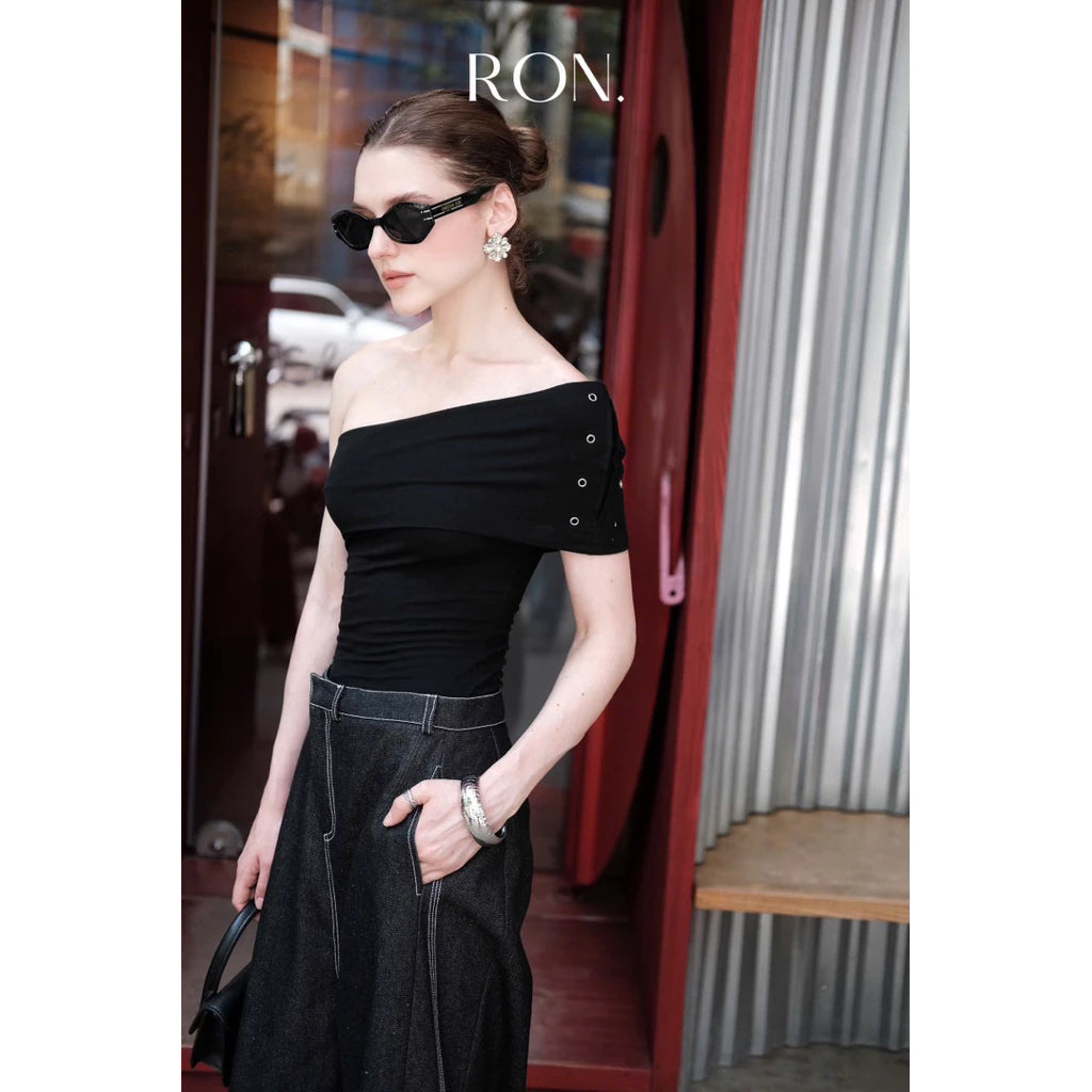 RON - Cross-Button Wide-Leg Jeans