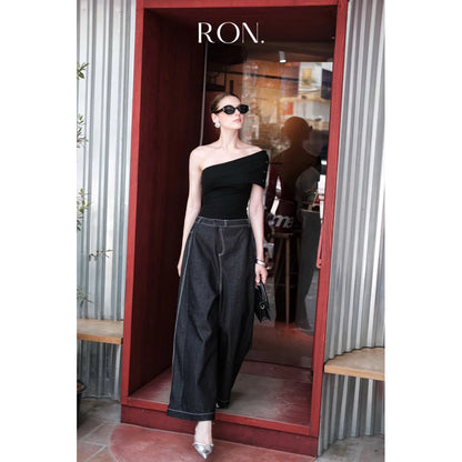 RON - Cross-Button Wide-Leg Jeans