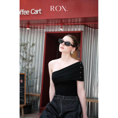 RON - Cross-Button Wide-Leg Jeans